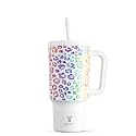 Meoky 30 oz Tumbler with Handle, Tumbler with Lid and Straw, Insulated Stainless Steel Travel Mug, 100% Leak-proof, Cupholder Friendly, Keeps Cold for 24 Hours or Hot for 8 Hours (Kiss)