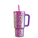 Meoky 30 oz Tumbler with Handle, Tumbler with Lid and Straw, Insulated Stainless Steel Travel Mug, 100% Leak-proof, Cupholder Friendly, Keeps Cold for 24 Hours or Hot for 8 Hours (Celebration)