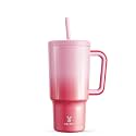 Meoky 30 oz Tumbler with Handle, Tumbler with Lid and Straw, Insulated Stainless Steel Travel Mug, 100% Leak-proof, Cupholder Friendly, Keeps Cold for 24 Hours or Hot for 8 Hours (Flamingo)
