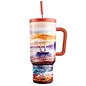 Meoky 40 oz Tumbler with Handle and Straw: Stainless Steel Insulated Tumbler with Lid and Straw - 100% Leak Proof Tumbler for Car Cup Holders - Travelers Commuters Workers, Sailboat