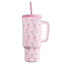 Meoky 40 oz Tumbler with Handle and Straw: Stainless Steel Insulated Tumbler with Lid and Straw - 100% Leak Proof Tumbler for Car Cup Holders - Travelers Commuters Workers, Bow