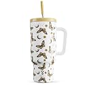 Meoky 40 oz Tumbler with Handle and Straw: Stainless Steel Insulated Tumbler with Lid and Straw - 100% Leak Proof Tumbler for Car Cup Holders - Travelers Commuters Workers, Winglet