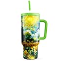 Meoky 40 oz Tumbler with Handle and Straw: Stainless Steel Insulated Tumbler with Lid and Straw - 100% Leak Proof Tumbler for Car Cup Holders - Travelers Commuters Workers, Sunflower
