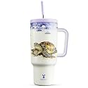 Meoky 40 oz Tumbler with Handle and Straw: Stainless Steel Insulated Tumbler with Lid and Straw - 100% Leak Proof Tumbler for Car Cup Holders - Travelers Commuters Workers, Sea Turtle