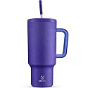 Meoky 40oz Tumbler with Handle, Leak-proof Lid and Straw, Insulated Coffee Mug Stainless Steel Travel Mug, Keeps Cold for 34 Hours or Hot for 10 Hours (Offshore)