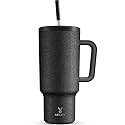 Meoky 40oz Tumbler with Handle, Leak-proof Lid and Straw, Insulated Coffee Mug Stainless Steel Travel Mug, Keeps Cold for 34 Hours or Hot for 10 Hours (Night)