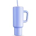 Meoky 50 oz Tumbler with Handle, Tumbler with Lid and Straw, Insulated Stainless Steel Travel Mug, 100% Leak-proof, Keeps Cold for 36 Hours or Hot for 12 Hours (Lilac)