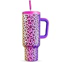 Meoky 50 oz Tumbler with Handle, Tumbler with Lid and Straw, Insulated Stainless Steel Travel Mug, 100% Leak-proof, Keeps Cold for 36 Hours or Hot for 12 Hours (Celebration)