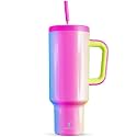 Meoky 50 oz Tumbler with Handle, Tumbler with Lid and Straw, Insulated Stainless Steel Travel Mug, 100% Leak-proof, Keeps Cold for 36 Hours or Hot for 12 Hours (Carnival)