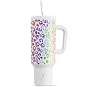Meoky 50 oz Tumbler with Handle, Tumbler with Lid and Straw, Insulated Stainless Steel Travel Mug, 100% Leak-proof, Keeps Cold for 36 Hours or Hot for 12 Hours (Kiss)