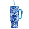 Meoky Tumbler with Handle and Straw for Women: 40 oz Stainless Steel Insulated Tumbler with Lid and Straw 100% Leakproof for Car Cup Holders - Travelers Commuters Workers, Van Gogh