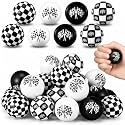 Meooeck 48 Pcs Race Car Party Favors, Black White Checkered Balls for Kids