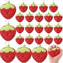 Meooeck Strawberry Party Favors Bulk Cute Strawberry Keychain, 24 Pcs, Red