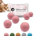 MEOWFIA Wool Ball Toys - 6-Pack of Safe for Cats and Small Dogs Balls - 1.5 Inch Felted Wool Cat Toy and Dog Toy - Perfect with Cat Cave - Silent - Mini Tennis Balls - (1,5in, Pink)