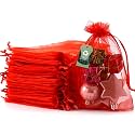 Meowoo 100pcs 5X7 Inches Red Organza Bags, Jewelry pouches Drawstring Gift Bags party Favor Bags (Red)