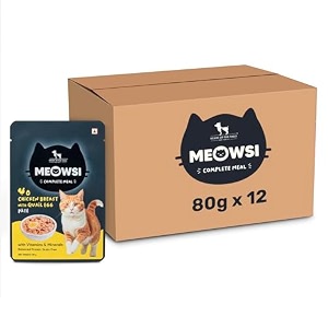 meowsi by huft chicken breast with quail egg pate cat wet food - 80 gm  pack of 12  smooth nutritious amp easy-to-digest meal for persian amp all breeds  rich in protein for growth amp wellness