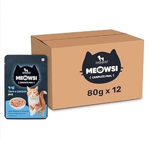 meowsi by huft tuna amp chicken pate cat wet food - 80 gm  pack of 12  protein-packed smooth amp hydrating meal for persian amp all breeds  supports strong muscles digestion amp shiny coat