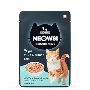 meowsi by huft tuna amp shrimp pate wet cat food - 80 gm  delicious amp creamy food for persian amp all breeds  rich in omega-3 essential nutrients amp hydration for optimal health