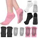 Mepase 3 Pairs Toeless Pilates Socks for Women Non Slip Open Toe Yoga Socks with Grips for Barre Dance Studio Size 5-9