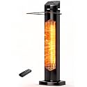 MEPTY Outdoor Heaters for Patio, 1500W Electric Infrared Heater with Remote, IP65 Waterproof, 12H Timer, Tip-Over&Overheat Protection, Quiet Operation, Tower Space Heater for Garage, Indoor,Room,Black