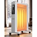 MEPTY Space Heater Large Room,Electric Mica Infrared Heaters for Indoor Use,Digital Thermostat,Energy Saving,Overheat & Tip-Over Protection,360°Whole Room Heater for Indoor Use,Bedroom,Office,Garage
