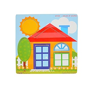 meraki wooden shapes puzzles for kids with knobs  montessori educational 3d peg puzzle board  colorful early learning puzzle toy for toddlers boys amp girls  safe amp handcrafted  for ages 2-6 years