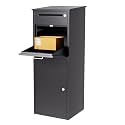 Merapi Package Delivery Box, Pre-Assembled No-Install Parcel Drop Box, Weatherproof Anti-Theft Steel Design (Wrought Iron Black)