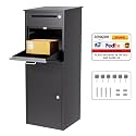 Merapi Package Delivery Box, Pre-Assembled No-Install Parcel Drop Box, Weatherproof Anti-Theft Steel Design (Textured Matte Metallic)