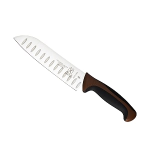 mercer culinary millennia color handle cutlery 734 santoku knife granton edge brown