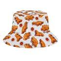 Mercuryelf Dinosaur Chicken Nuggets Bucket Hat Gifts for Men Women, Unisex Packable Sun Cap, Funny Fisherman Hat Summer Outdoor, Small-Large, Style