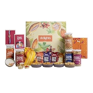 mere bhai ka delightful 18-in-rakhi box with millet mixes gur chana date nut squares loyka brittle candle rakhi set roli chawal amp potli