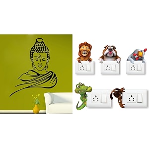 merical buddha and ganesh switch board wall sticker for living room hall bedroom material pvc vinyl