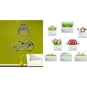 merical buddha and krishna switch board wall sticker for living room hall bedroom material pvc vinyl