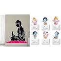 Merical Buddha in Meditation and Ganesh Switch Board Wall Sticker for Living Room, Hall, Bedroom (Material: PVC Vinyl)
