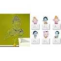 Merical Butterfly Floral Corner and Flowers Switch Board Wall Sticker for Living Room, Hall, Bedroom (Material: PVC Vinyl)