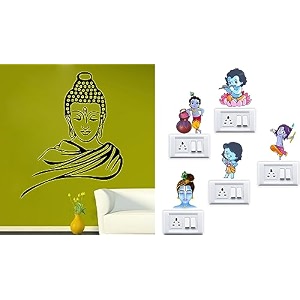 merical butterfly floral corner and ganesh switch board wall sticker for living room hall bedroom material pvc vinyl