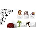 Merical Butterfly Floral Corner and Krishna Switch Board Wall Sticker for Living Room, Hall, Bedroom (Material: PVC Vinyl)