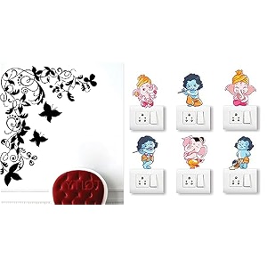 merical chal do na english and flowers switch board wall sticker for living room hall bedroom material pvc vinyl