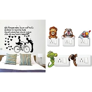 merical chal do na english and ganesh switch board wall sticker for living room hall bedroom material pvc vinyl