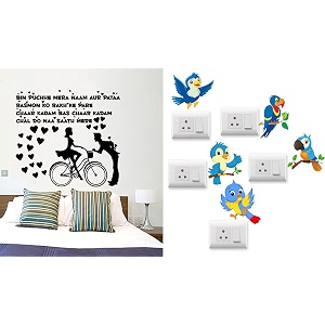 merical corner floral vine and folkband switch board wall sticker for living room hall bedroom material pvc vinyl