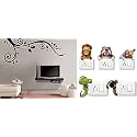 Merical Corner Floral Vine and Ganesh Switch Board Wall Sticker for Living Room, Hall, Bedroom (Material: PVC Vinyl)