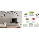 Merical Corner Floral Vine and Krishna Switch Board Wall Sticker for Living Room, Hall, Bedroom (Material: PVC Vinyl)
