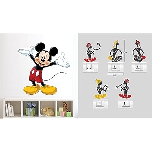 merical cute mickey mouse and twitterbird switch board wall sticker for living room hall bedroom material pvc vinyl