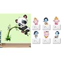 Merical Cute Panda and Animals Switch Board Wall Sticker for Living Room, Hall, Bedroom (Material: PVC Vinyl)
