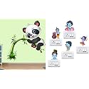 Merical Cute Panda and Flowers Switch Board Wall Sticker for Living Room, Hall, Bedroom (Material: PVC Vinyl)