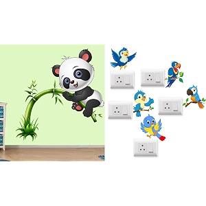 merical cute panda and ganesh switch board wall sticker for living room hall bedroom material pvc vinyl