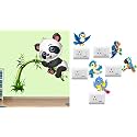 Merical Cute Panda and Ganesh Switch Board Wall Sticker for Living Room, Hall, Bedroom (Material: PVC Vinyl)