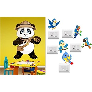 merical cute panda and switch board wall sticker for living room hall bedroom material pvc vinyl