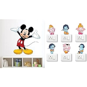 merical cute panda on tree and flowers switch board wall sticker for living room hall bedroom material pvc vinyl
