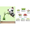 Merical Cute Panda On Tree and Krishna Switch Board Wall Sticker for Living Room, Hall, Bedroom (Material: PVC Vinyl)